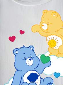 SHEIN X Care Bears Tween Girl Cute Bear Print Short Sleeve T-Shirt