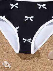 Girls' Butterfly Pattern Adjustable Strap 2Pcs Swimsuit Set - Multicolor - View 4