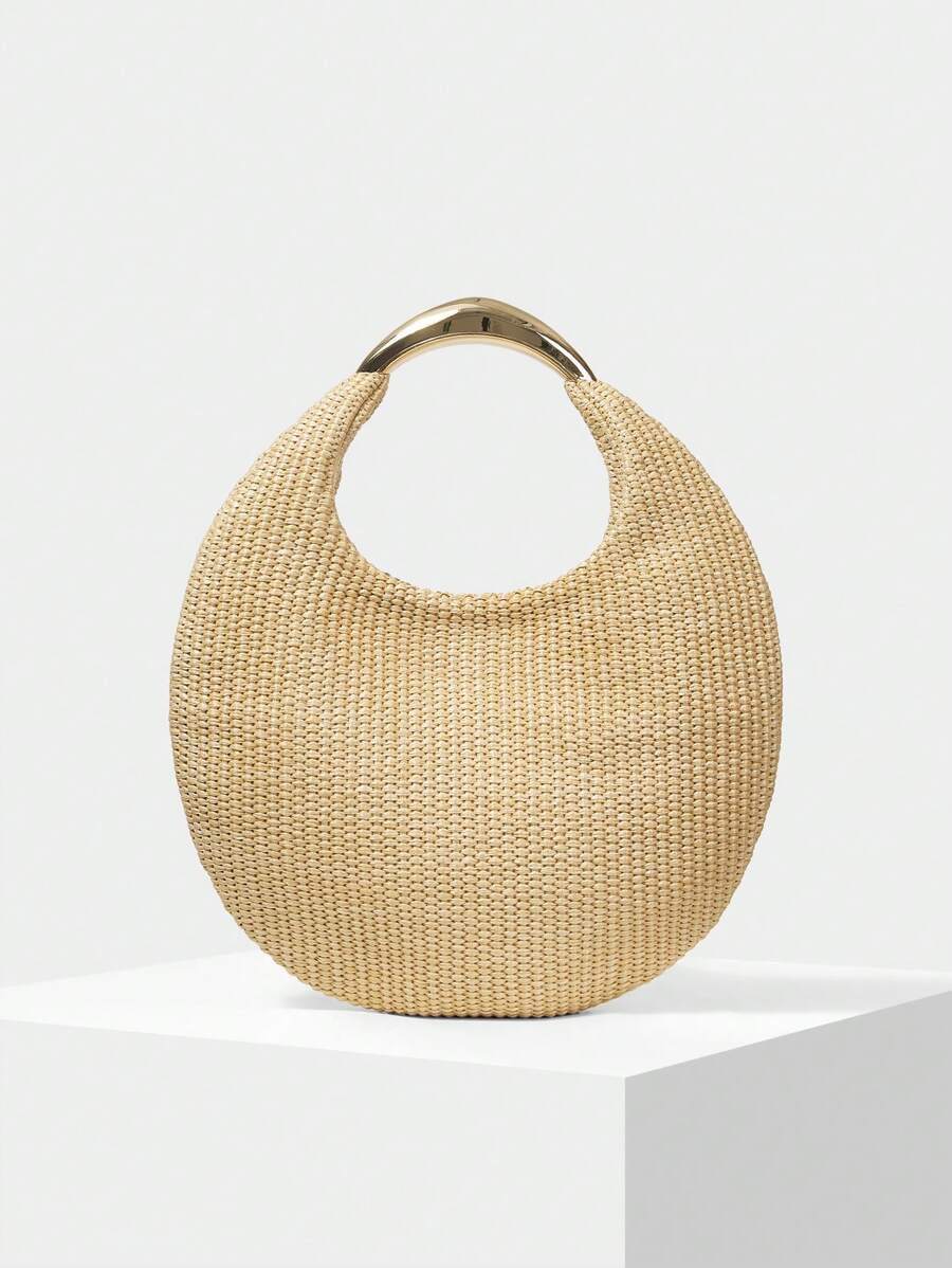 MOTF PREMIUM WOMEN'S VACATION WOVEN HANDBAG - Apricot - View 1