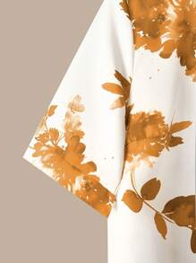 EMERY ROSE 2pcs/Set Women Floral Print Crew Neck Short Sleeve Top & Pants, Casual Outfit For New Year Clothes - Yellow - View 6