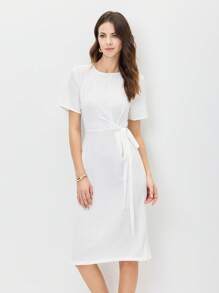 EMERY ROSE Váy dài vừa phải màu trơn thường ngày cho nữ - trắng - Xem 4