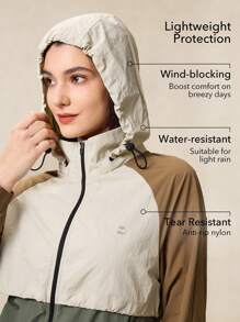 OutZeal Woman Waterproof Tear Resistant Nylon Color Blocking Hiking Jacket Windbreaker For Hiking