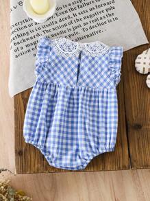 LMoss Kids LMoss   Baby Girl Woven Plaid Smock Collar Bodysuit  Baby Girl Clothes Summer Clothes Summer Baby Girls Clothing Infant Girl Clothes Summer Newborn Baby Girl Clothes Summer Girl Baby Clothes Summer