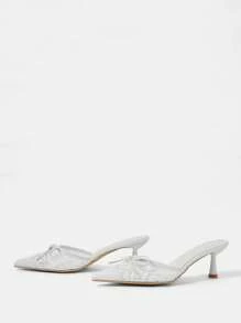 CUCCOO HITCHD Women's Pointed Toe Kitten Heel Bow Decor Fashion Classic High Heel Pumps, Suitable For Summer Vacation, Party, Wedding And Daily Wear - White - View 11