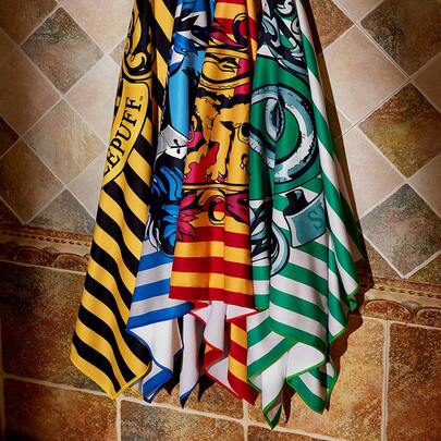 HARRY POTTER X SHEIN Striped House Print Towels, Bath Towels, Beach Towels, Absorbent & Soft,Summer Outfits, Spring Outfits,Beach, Vacation, Back To School
