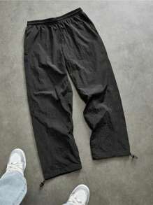 Manfinity Sport Corelite Men's Letter & Flame Print Drawstring Waist Casual Sweatpants - Black - View 2