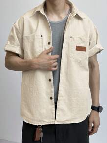 DAZY Camisa de mezclilla de verano para hombre con etiqueta