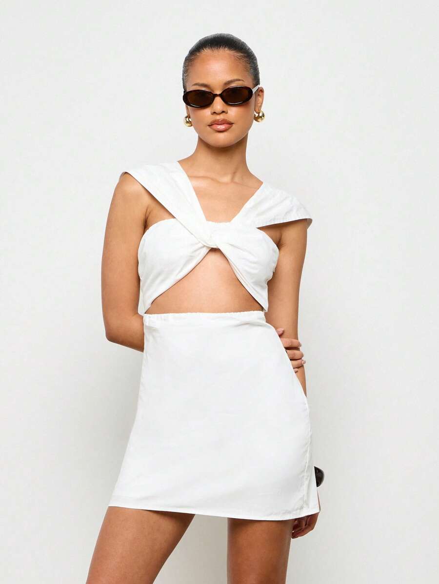 AiiRZ 扭纹细节棉质迷你连衣裙