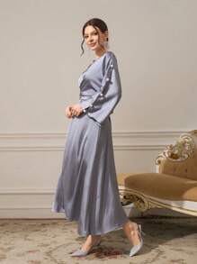 CUCCOO TILAWA Women's Silver Pointed Toe Mid Heel Rhinestone Decorated Closed Toe Sandals, Sexy Evening Party High Heels For Christmas - Silver - View 11