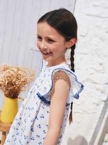 SHEIN Young Girls Sweet Heart Cutout Back Cherry Bow Print Dress - Multicolor - View 4