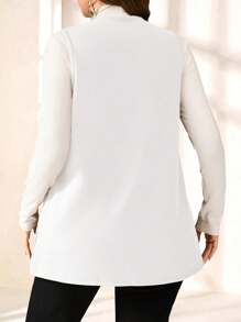 EMERY ROSE Chaqueta casual suelta de talla grande sin mangas de color liso con bolsillos, para primavera/verano
