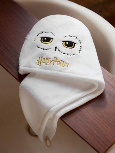 HARRY POTTER X SHEIN 1pc Cartoon Embroidery Microfiber Hair Drying Cap, Super Absorbent For Different Hair Amounts, For Home Bathroom Decor Summer Use,Christmas