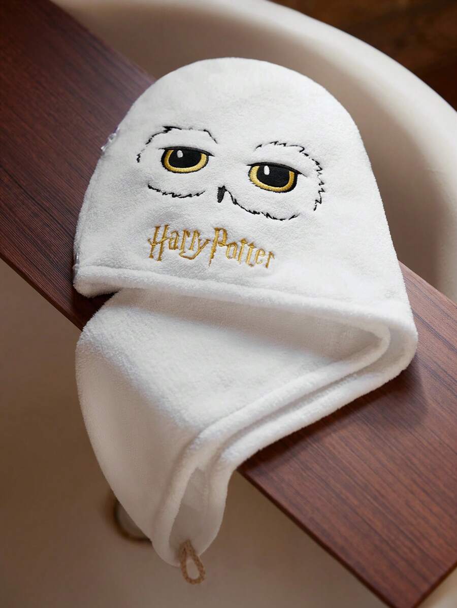 HARRY POTTER X SHEIN 1 Pc Cartoon Embroidery Microfiber Hair Drying Cap, Super Absorbent For Different Hair Amounts, For Home Bathroom Decor Summer Use,Gift Ideas,Back To School