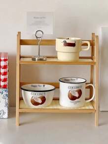 1pc Ins Style Mug Holder Organizer, Multi-Layer Desktop Storage Rack, Suitable For Dorm, Kitchen - Brown - View 6