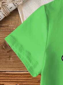 Teen Titans Go X SHEIN Yon T-Shirt Regular Fit Round Neck Short Sleeves Cartoon Graphic Print White Soft And Breathable - White - View 3