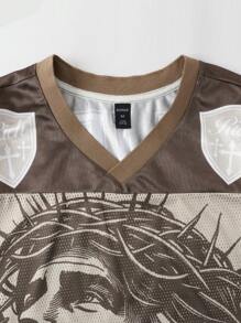 ROMWE MEN Prep 男士网眼拼布运动短袖 T 恤