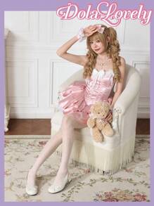 Dola Lovely Elegant Bowknot Mary Jane High Heels, Ladylike - Beige - View 2