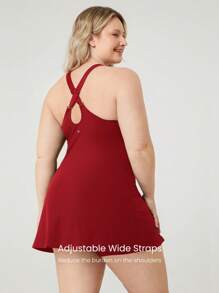 GLOWMODE FeatherFit™-Air Plus Size Peekaboo Strappy Dress With Built-In Anti-Slip Shorts Low Impact Yoga Daily Summer Dress Black Drss Quick Dry Moisture Wicking