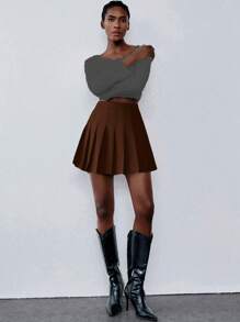 Lumivelle Gonna plissettata in tinta unita da donna, stile casual Y2K da scuola, elegante per appuntamenti e ufficio, adatta per primavera ed estate
