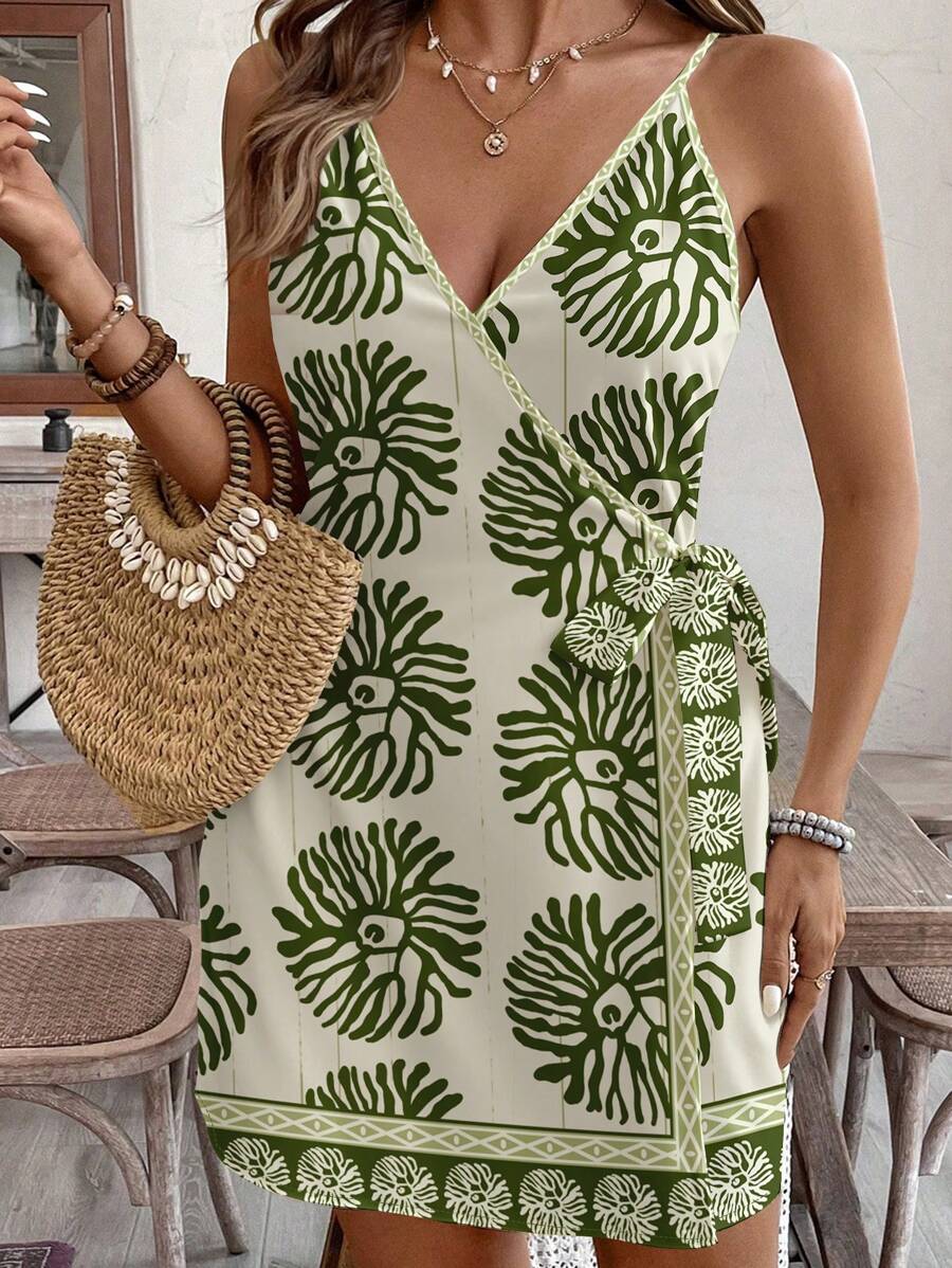 SHEIN VCAY Plus Size Mother's Day Casual Simple Vacation Pattern Print Dress, Suitable For Summer,Beach Dress Sundress,Holiday Outfits Boho - Multicolor - View 1