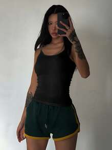 DAZY Tight Splicing Design Women's Camisole - Black - View 3