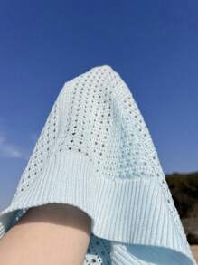 Manfinity CasualKnits Men's Solid Color Hollow Out Casual Short Sleeve Knit Top Polo Shirts For Men Collar - Multicolor - View 7