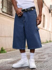 Manfinity Hypemode 男式水洗海军蓝宽松工装休闲短裤