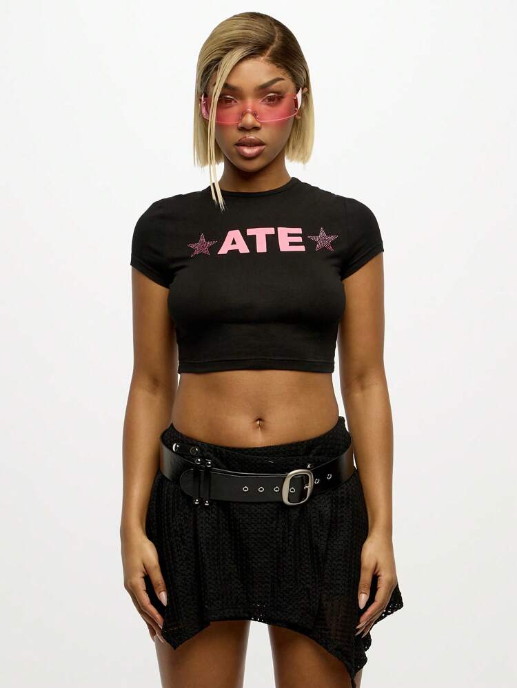 SUMWON WOMEN アシンメトリーメッシュミニスカート