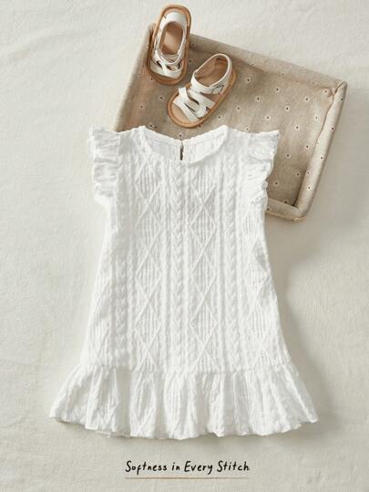 Cozy Pixies Baby Girl Solid Color Crew Neck Sleeveless Casual Versatile Dress