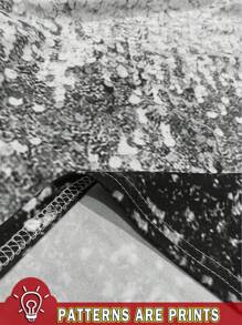 SHEIN Clasi Women's Silver-Gray Ombre Sequin Printed Round Neck Long Sleeve Mid-Length Fitted Dress Holiday Party Women Outfit Chic Dress