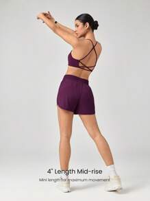 GLOWMODE 4 英寸 VitalSwift 速干超轻中腰抽绳腰部反光跑步短裤内置防臭内衣拉链口袋高强度健身跑步训练春夏 - 櫻桃可樂 - 查看 3