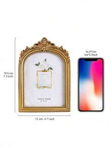 SHEIN 1pc Vintage European Style Gold Curved Frame Decorative Photo Frame, With One Random Inner Paper, For Home Decoration And Picture Display Valentine DAY, Valentines Wedding, Birthday, Room Decor, Ramadan Decor, Bedroom Decor, Wedding Decor, Home Decor Living Room, Office Decor, House Decor, Photo Frame, Room Decoration Stuff, Picture Frame,Fall Decor