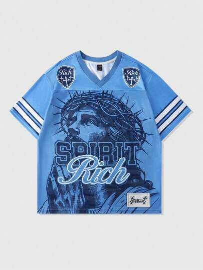 Prep Maglietta sportiva a maniche corte da uomo, in rete e patchwork, jersey atletico