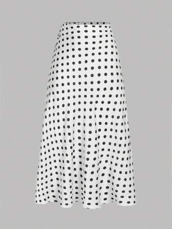 SHEIN Privé 波点缎面长裙，简约时尚，适合夏季