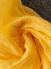 Franclia Sweet Ruched Waist Cropped Long Sleeve Top And High Waist Slim Skirt Matching Set - Yellow - View 5