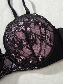 SHEIN 1pc Women's Soft & Comfortable Lift & Support Underwire Lingerie Bra - Black - View 4