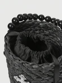 ROMWE Goth Women's Vacation Style Cross Decor Handbag - Black - View 6