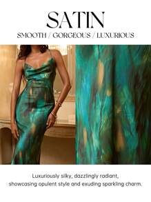 Opulessa 秋冬派对圣诞性感优雅度假雪纺印花低胸露背女士连衣裙、晚礼服