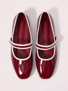 CUCCOO DOLLMOD Women's Red Square Toe Flat Slip-On Shoes, Comfortable - Red - View 9