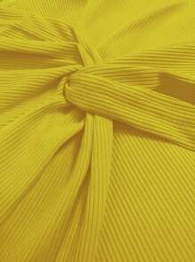 INAWLY Summer Fashion Solid Color Twist Crop Camisole Top - Yellow - View 4