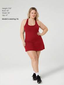 GLOWMODE FeatherFit™-Air Plus Size Peekaboo Strappy Dress With Built-In Anti-Slip Shorts Low Impact Yoga Daily Summer Dress Black Drss Quick Dry Moisture Wicking