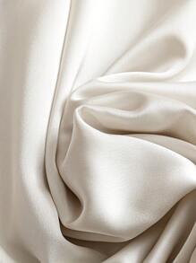 SHEIN Clasi Robes de vacances Couleur unie Texture élégante Robe en satin à nœud à la taille Pour femmes Été, Tenues de vacances pour femmes - Nude - Voir 3