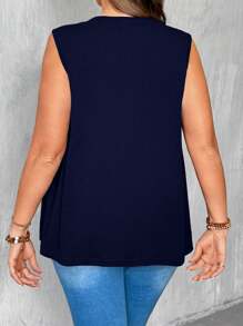 SHEIN LUNE Plus Size Women's Round Neck Contrast Lace Button-Up Cardigan Top, Elegant