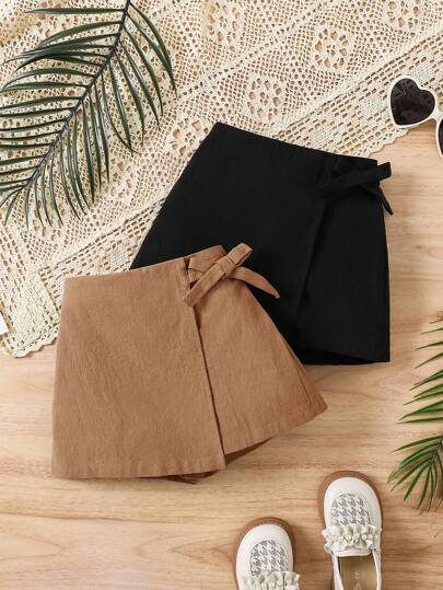 2 Stücke Mode-Set aus einfarbigen Shorts für Kleine Mädchen