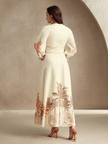 Anewsta Robe de plage décontractée bohème à imprimé de plantes tropicales pour femmes, printemps/été - Multicolore - Voir 2