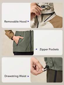 OutZeal Woman Waterproof Tear Resistant Nylon Color Blocking Hiking Jacket Windbreaker For Hiking