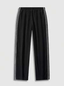 Manfinity Sport Corelite Men's Casual Breathable Color Block Slant Pocket Drawstring Waist Sports Pants - Black - View 2