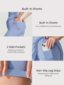 GLOWMODE FeatherFit™-Air Peekaboo Mini Dress With Built-In Shorts Pocket Square Neck Anti-Slip Crisscross Light Support Low Impact Quick Dry Moisture Wicking Spring Summer