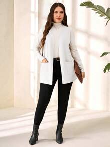 EMERY ROSE Chaqueta casual suelta de talla grande sin mangas de color liso con bolsillos, para primavera/verano