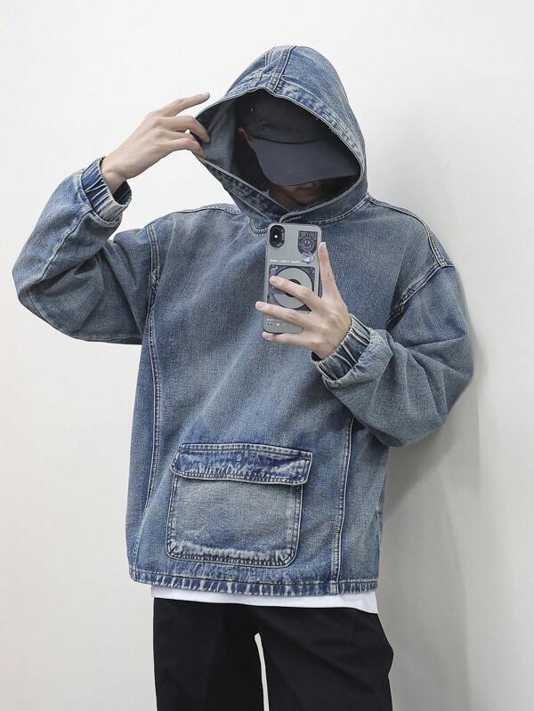 Manfinity EMRG Plus Size Men's Denim Jacket, Fashion Suitable For Summer